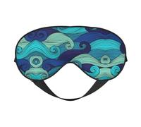 Masque de sommeil doux double face pour le yoga, le camping, motif vagues de l'océan