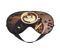 Masque de sommeil doux et confortable avec imprimé cœur café et soie