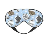 Masque de sommeil doux et confortable avec imprimé de lune et chinchillas bleus soyeux