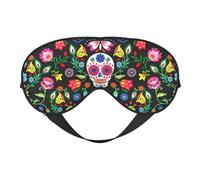 Masque de sommeil doux et confortable avec imprimé de sucre, crânes et fleurs