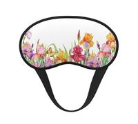 Masque de sommeil doux et confortable avec imprimé fleur d'iris et papillon - Bloque la lumière - Doux et confortable - Pour homme et femme - Pour dormir, voyage, travail de nuit