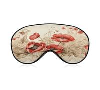 Masque de sommeil doux et confortable avec motif coquelicots et dentelle, masque rembourré pour les yeux avec bande réglable pour le repos profond, les voyages, le travail