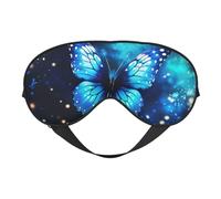 Masque de sommeil doux et confortable avec motif papillon étoilé bleu