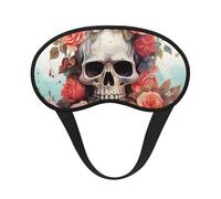 Masque de sommeil doux et confortable avec motif squelette mignon avec fleurs et sangle réglable pour femmes, filles, hommes, voyage, yoga, sieste, travail