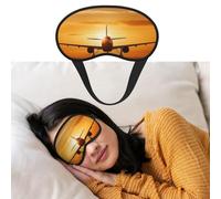 Masque de sommeil doux et confortable avec sangle réglable - Avec avion au coucher du soleil - Pour homme et femme - Repos profond - Voyage, travail, maison