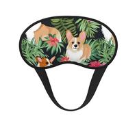Masque de sommeil doux et confortable avec sangle réglable et motif fleurs tropicales et corgi pour femmes, filles, hommes, voyage, yoga, sieste, travail