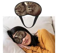 Masque de sommeil doux et confortable avec sangle réglable Lion africain et lionne pour homme et femme Repos profond Voyage travail maison