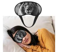 Masque de sommeil doux et confortable avec sangle réglable Lion africain noir et blanc pour homme et femme, repos profond, voyage, travail, maison