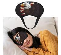 Masque de sommeil doux et confortable avec sangle réglable - Motif aigle patriotique américain avec drapeau américain - Pour homme et femme - Repos profond - Voyage, travail, maison