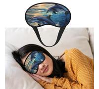 Masque de sommeil doux et confortable avec sangle réglable Motif dauphins dans la mer 1 ombre à paupières pour homme et femme Repos profond Voyage travail maison