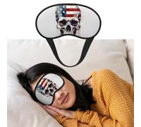 Masque de sommeil doux et confortable avec sangle réglable Motif drapeau américain Tête de mort Couverture pour homme et femme Repos profond Voyage Travail Maison