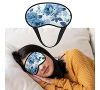 Masque de sommeil doux et confortable avec sangle réglable Motif floral bleu Rose 1 ombre à paupières pour homme et femme Repos profond Voyage travail maison