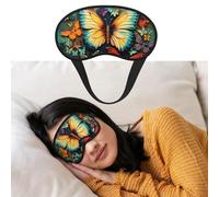 Masque de sommeil doux et confortable avec sangle réglable - Motif papillon brodé - Pour homme et femme - Repos profond - Voyage, travail à la maison