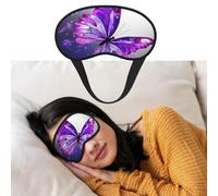 Masque de sommeil doux et confortable avec sangle réglable Motif papillon violet 1 ombre à paupières pour homme et femme Repos profond Voyage travail maison
