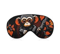Masque de sommeil doux et confortable avec sangle réglable - Motif singe sur branche rouge - Pour homme et femme
