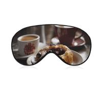 Masque de sommeil doux et confortable avec sangle réglable pour homme et femme Motif pain sur plaque blanche