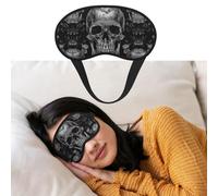 Masque de sommeil doux et confortable avec sangle réglable - Tête de mort squelette - Pour homme et femme - Repos profond - Voyage, travail à la maison