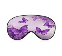 Masque de sommeil doux et confortable Motif papillons Violet