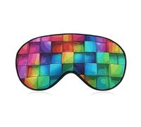 Masque de sommeil doux et occultant à carreaux de couleur arc-en-ciel, couverture des yeux zéro pression oculaire, super léger, doux et soyeux avec sangle réglable pour homme et femme