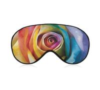 Masque de sommeil doux et occultant à motif de rose arc-en-ciel pour les yeux - Zéro pression oculaire - Super léger et soyeux - Avec sangle réglable - Pour homme et femme