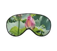 Masque de sommeil doux et occultant avec de belles fleurs de lotus, couverture des yeux zéro pression oculaire, super léger, doux et soyeux avec sangle réglable pour homme et femme