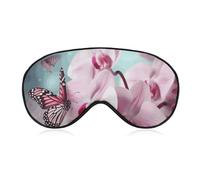 Masque de sommeil doux et occultant avec fleur d'orchidée, papillon, zéro pression oculaire, super léger, doux et soyeux avec sangle réglable pour homme et femme