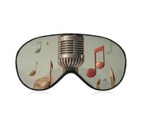 Masque de sommeil doux et occultant avec microphone avec note de musique, couverture des yeux de voyage, zéro pression oculaire, super léger, doux et soyeux avec sangle réglable pour homme et femme