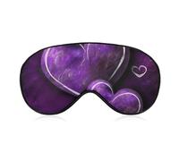 Masque de sommeil doux et occultant avec motif cœurs violets - Zéro pression oculaire - Super léger et soyeux - Avec sangle réglable - Pour homme et femme
