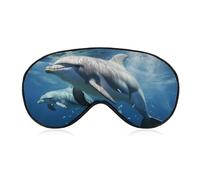 Masque de sommeil doux et occultant avec motif de dauphins mignons - Zéro pression oculaire - Super léger et soyeux - Avec sangle réglable - Pour homme et femme