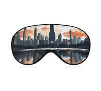 Masque de sommeil doux et occultant avec motif d'horizon de Chicago, couverture pour les yeux zéro pression, super léger, doux et soyeux avec sangle réglable pour homme et femme