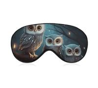 Masque de sommeil doux et occultant avec motif hibou sur un arbre - Zéro pression oculaire - Super léger et soyeux - Avec sangle réglable - Pour homme et femme