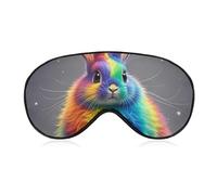 Masque de sommeil doux et occultant avec motif lapin arc-en-ciel - Zéro pression - Super léger et soyeux - Avec sangle réglable - Pour homme et femme