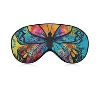 Masque de sommeil doux et occultant avec motif papillon et teinture par nœuds - Zéro pression - Super léger et soyeux - Bandeau pour les yeux avec sangle réglable pour homme et femme