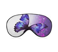 Masque de sommeil doux et occultant avec motif papillon violet - Zéro pression oculaire - Super léger et soyeux - Avec sangle réglable - Pour homme et femme