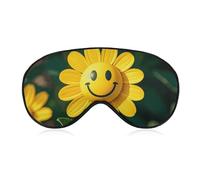 Masque de sommeil doux et occultant avec motif smiley jaune - Zéro pression oculaire - Super léger et soyeux - Bandeau avec sangle réglable pour homme et femme