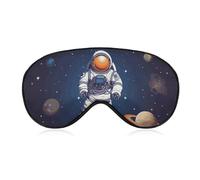 Masque de sommeil doux et occultant avec sangle réglable pour homme et femme Motif astronaute de l'espace Zéro pression oculaire Super léger et soyeux