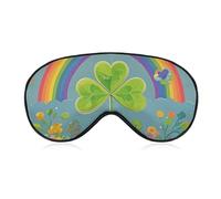 Masque de sommeil doux et occultant avec trèfle arc-en-ciel - Zéro pression oculaire - Super léger et soyeux - Avec sangle réglable - Pour homme et femme