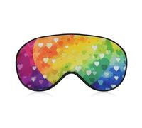 Masque de sommeil doux et occultant coloré arc-en-ciel en forme de cœur pour voyage, zéro pression oculaire, super léger, doux et soyeux avec sangle réglable pour homme et femme