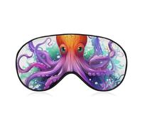 Masque de sommeil doux et occultant coloré en forme de pieuvre - Zéro pression oculaire - Super léger et soyeux - Bandeau avec sangle réglable pour homme et femme