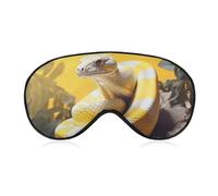 Masque de sommeil doux et occultant en python jaune et blanc, couverture des yeux zéro pression oculaire, super léger, doux et soyeux avec sangle réglable pour homme et femme