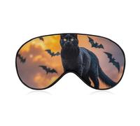 Masque de sommeil doux et occultant - Motif chat noir sur le toit - Zéro pression oculaire - Super léger et soyeux - Bandeau pour les yeux avec sangle réglable pour homme et femme