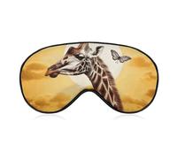 Masque de sommeil doux et occultant motif girafe et tournesol - Zéro pression oculaire - Super léger et soyeux - Avec sangle réglable - Pour homme et femme