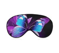Masque de sommeil doux et occultant motif papillon bleu violet pour les yeux de voyage zéro pression oculaire, super léger, doux et soyeux avec sangle réglable pour homme et femme