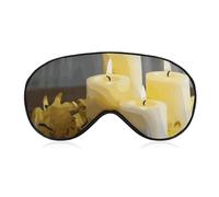 Masque de sommeil doux et occultant motif papillon jaune avec bougies blanches, couverture pour les yeux zéro pression oculaire, super léger, doux et soyeux avec sangle réglable pour homme et femme