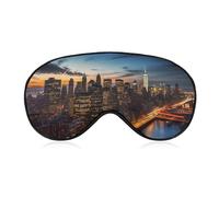 Masque de sommeil doux et occultant - Motif paysage de New York - Zéro pression oculaire - Super léger et soyeux - Avec sangle réglable - Pour homme et femme