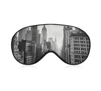 Masque de sommeil doux et occultant noir et blanc pour les yeux de New York - Zéro pression oculaire - Super léger et soyeux - Bandeau avec sangle réglable pour homme et femme