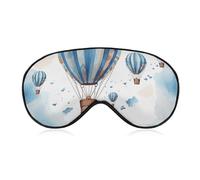 Masque de sommeil doux et occultant pour les yeux en montgolfière bleue, couverture des yeux zéro pression oculaire, super léger, doux et soyeux avec sangle réglable pour homme et femme