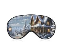 Masque de sommeil doux et occultant pour Noël, hiver, scène heureuse, voyage, zéro pression oculaire, super léger, doux et soyeux avec sangle réglable pour homme et femme
