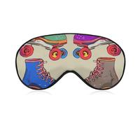Masque de sommeil doux et occultant rétro coloré avec patins à roulettes de voyage, zéro pression oculaire, super léger, doux et soyeux avec sangle réglable pour homme et femme