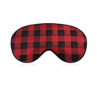 Masque de sommeil doux et occultant rouge et noir à carreaux de buffle pour les yeux de voyage zéro pression oculaire, super léger, doux et soyeux avec sangle réglable pour homme et femme